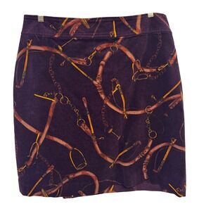 Talbots Plus NWT Skirt 14W Purple Corduroy‎ Equestrian Print Knee Length Mini